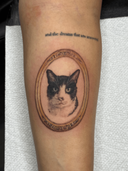 realism cat portrait tattoo — by lunayflorestattoo, los angeles