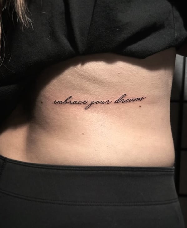 lettering tattoo by Shelby Bianco — los angeles