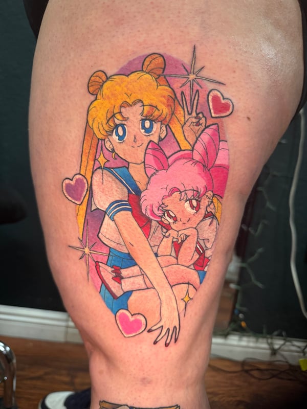 anime tattoo by Jessica Linden — los angeles