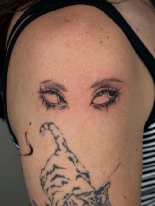 fine line eyes tattoo — by Samantha Wilks, los angeles