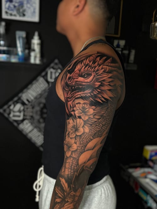 japanese tattoo by eddie rodriguez in downtown la, los angeles