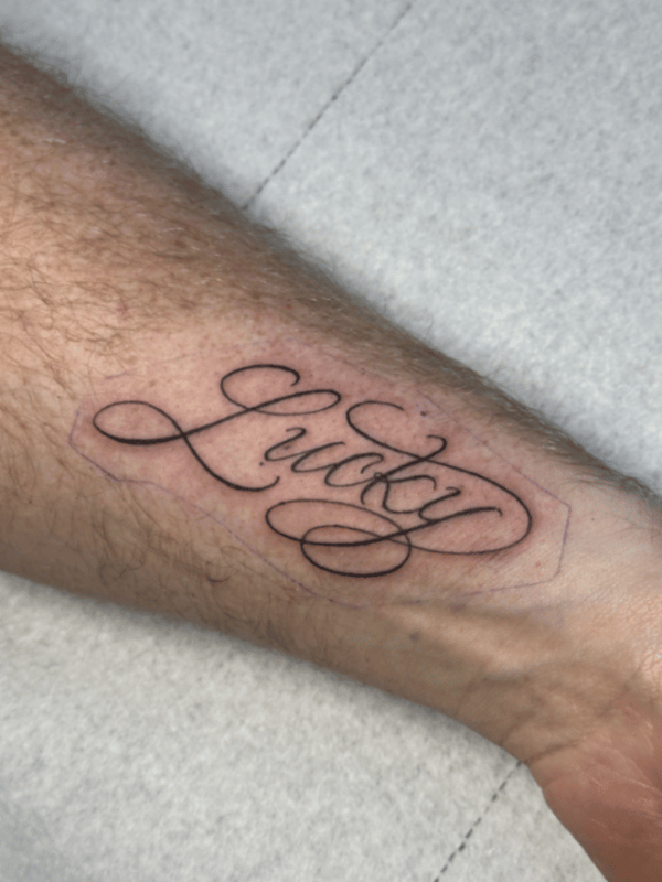 lettering tattoo by Garrick {Gman} lee — los angeles