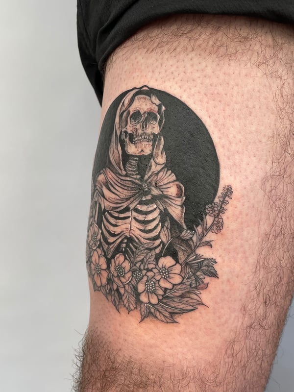 black & grey tattoo by Vince Espinoza — los angeles