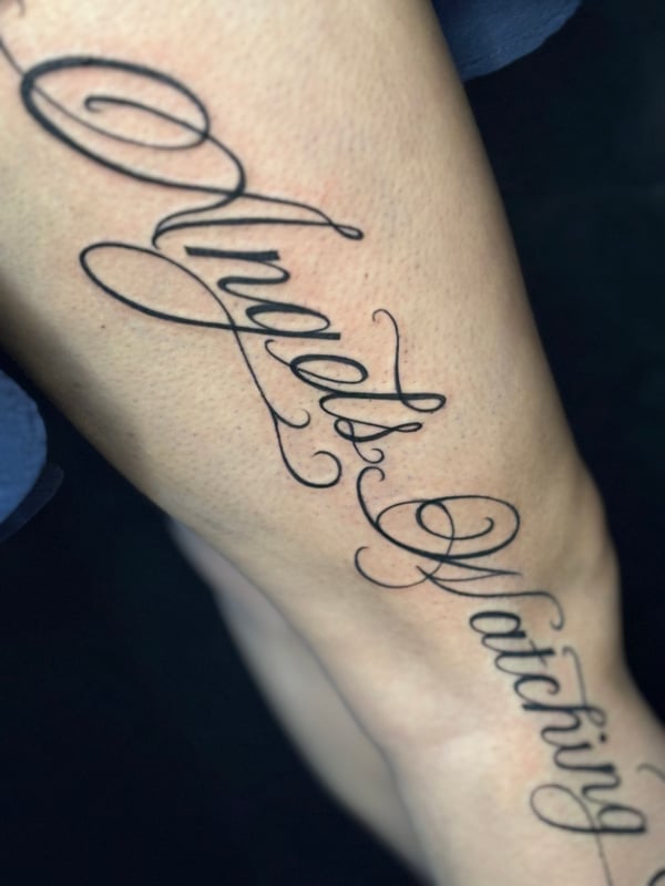 lettering tattoo by Dead Pretty Tattoos — los angeles