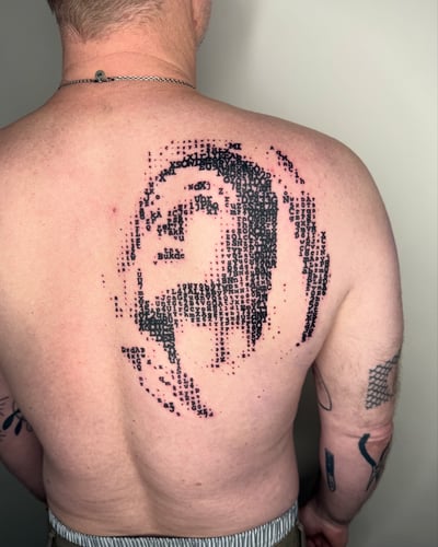 dotwork portrait tattoo — by Level tattoo, los angeles
