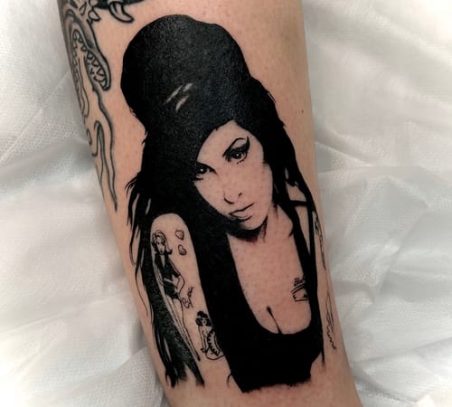 A black and grey realism portrait of a woman wearing a hat on the leg, with detailed shading and contrast — by velvet devil, los angeles
