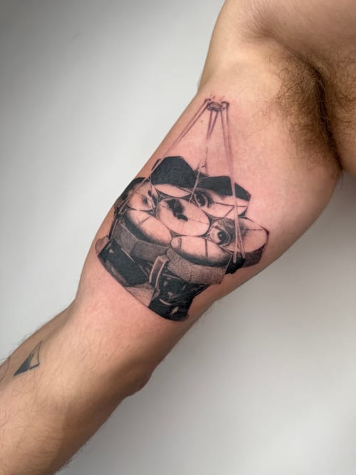 blackwork cartoonish characters tattoo — by Level tattoo, los angeles