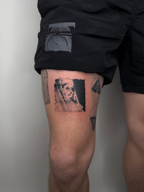 dotwork portrait tattoo — by Level tattoo, los angeles