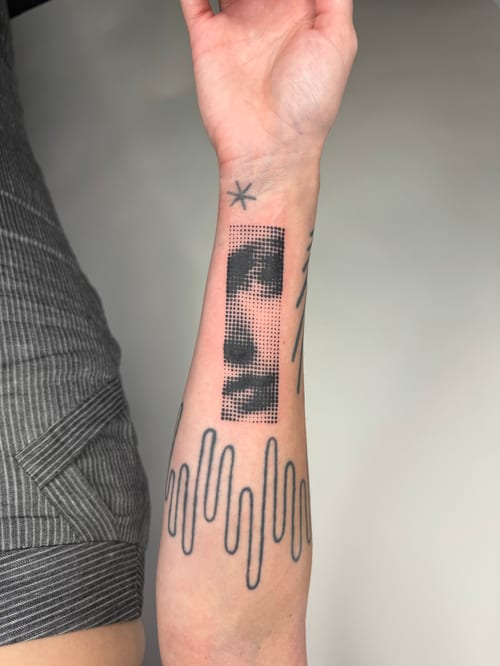 dotwork face tattoo — by Level tattoo, los angeles