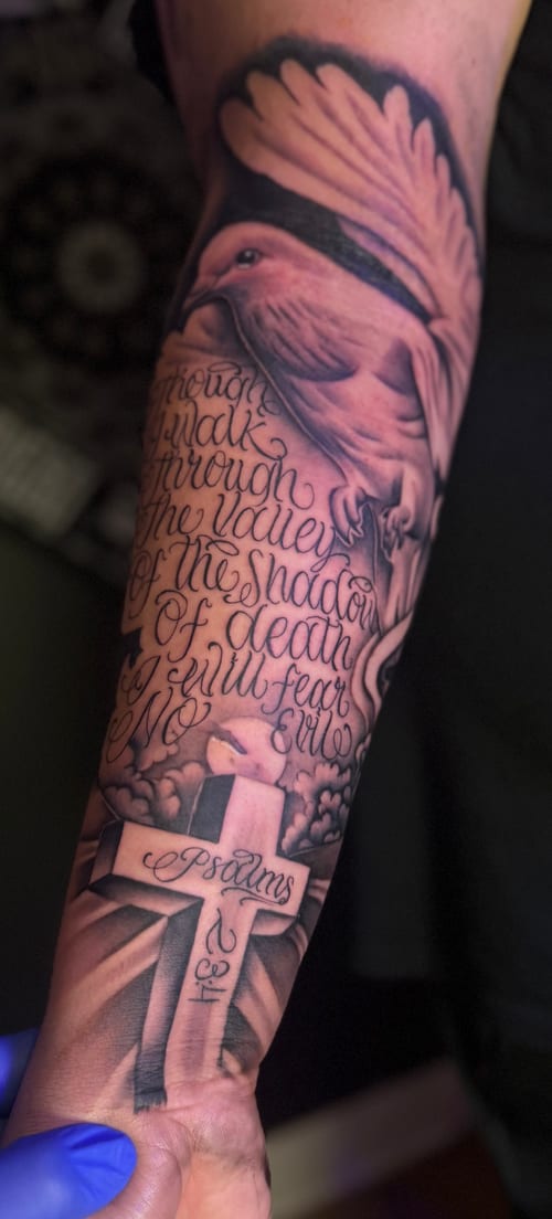 lettering & script tattoo by eddie rodriguez in downtown la, los angeles