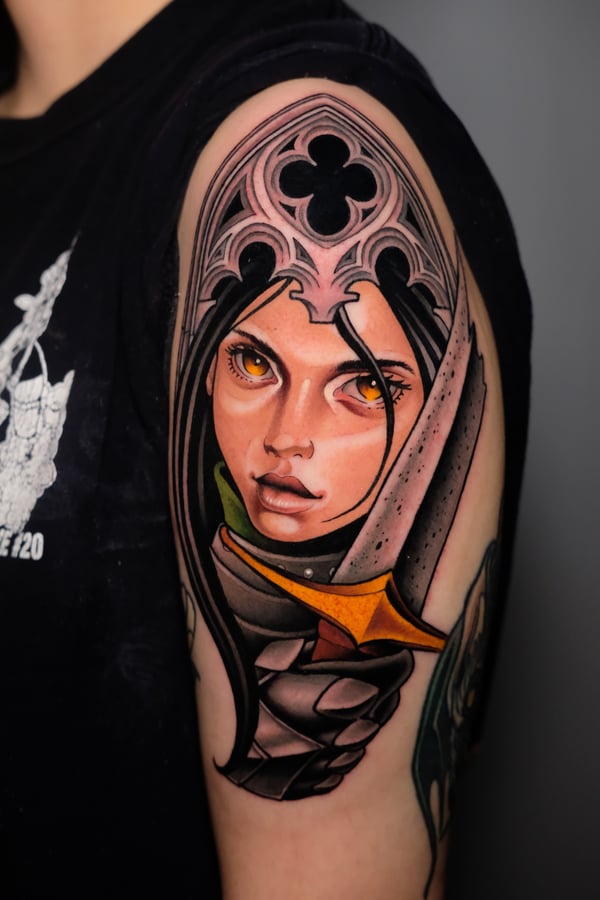 neo-traditional tattoo by Gabe Motta — los angeles