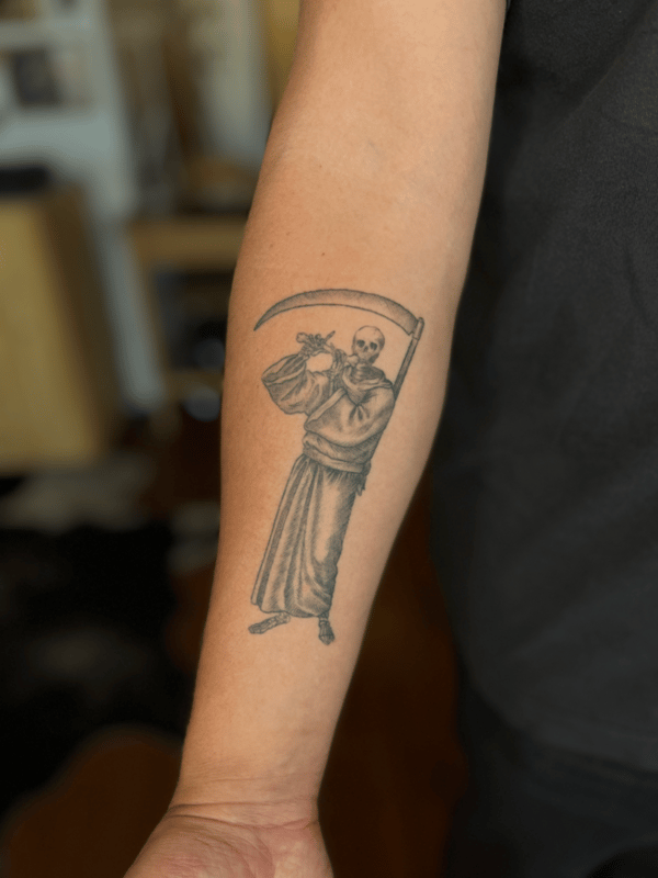 black & grey tattoo by Dylan Aiello — los angeles