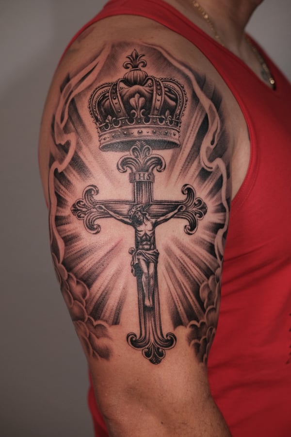 black & grey tattoo by Johnny Ayala — los angeles