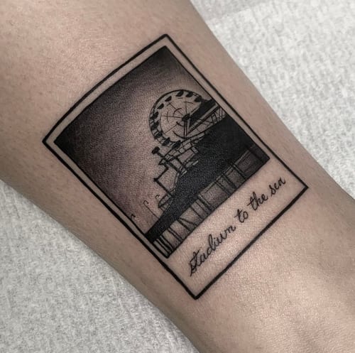 blackwork ferris wheel tattoo — by Vince Espinoza, los angeles