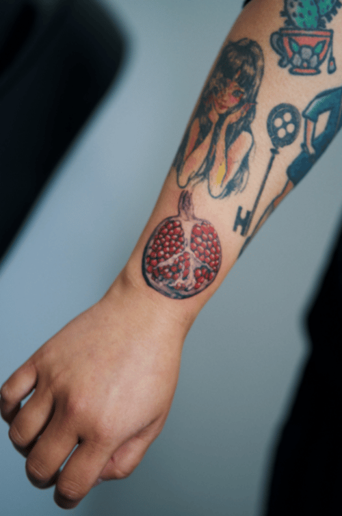 illustrative pomegranate tattoo — by lunayflorestattoo, los angeles