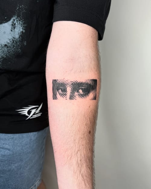 geometric sound wave tattoo — by Level tattoo, los angeles