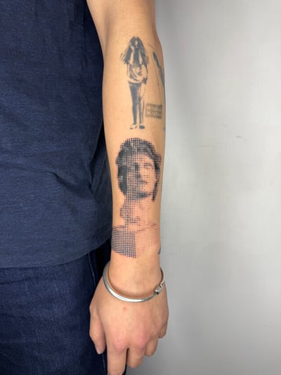 dotwork portrait tattoo — by Level tattoo, los angeles