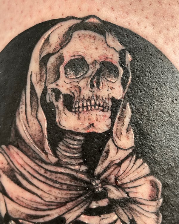 black & grey tattoo by Vince Espinoza — los angeles