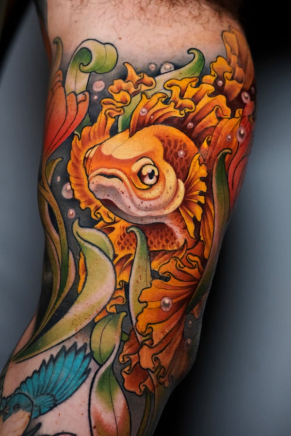 neo-traditional tattoo by Gabe Motta — los angeles