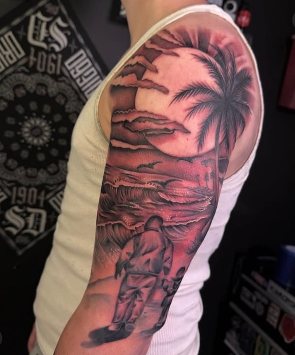 black & grey tattoo by Eddie Rodriguez — los angeles