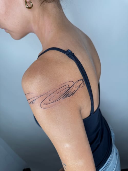 lettering tattoo — by Level tattoo, los angeles
