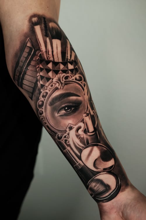realism makeup items and eye tattoo — by Johnny Ayala, los angeles