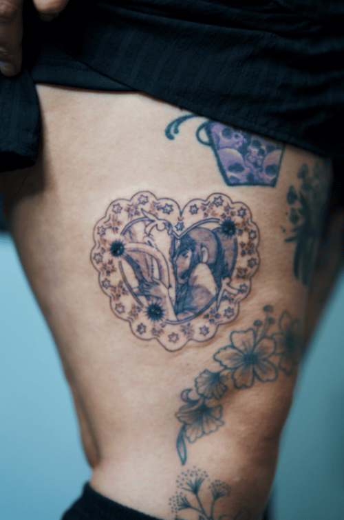 anime anime girl in heart tattoo — by lunayflorestattoo, los angeles