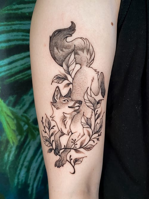 blackwork tattoo by katlyyons in mid-city, los angeles
