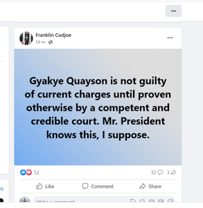Gyakye Quayson is innocent until proven guilty; Akufo-Addo knows this – Imani Boss