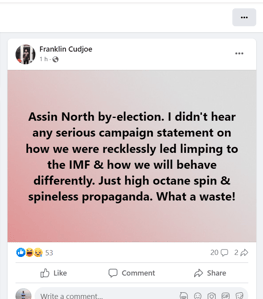 Assin North: Just high octane spin & spineless propaganda – Franklin Cudjoe on campaign messages
