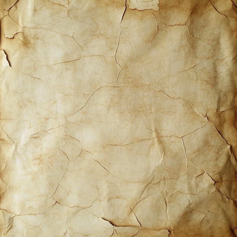 Old, weathered parchment paper with numerous cracks and creases.