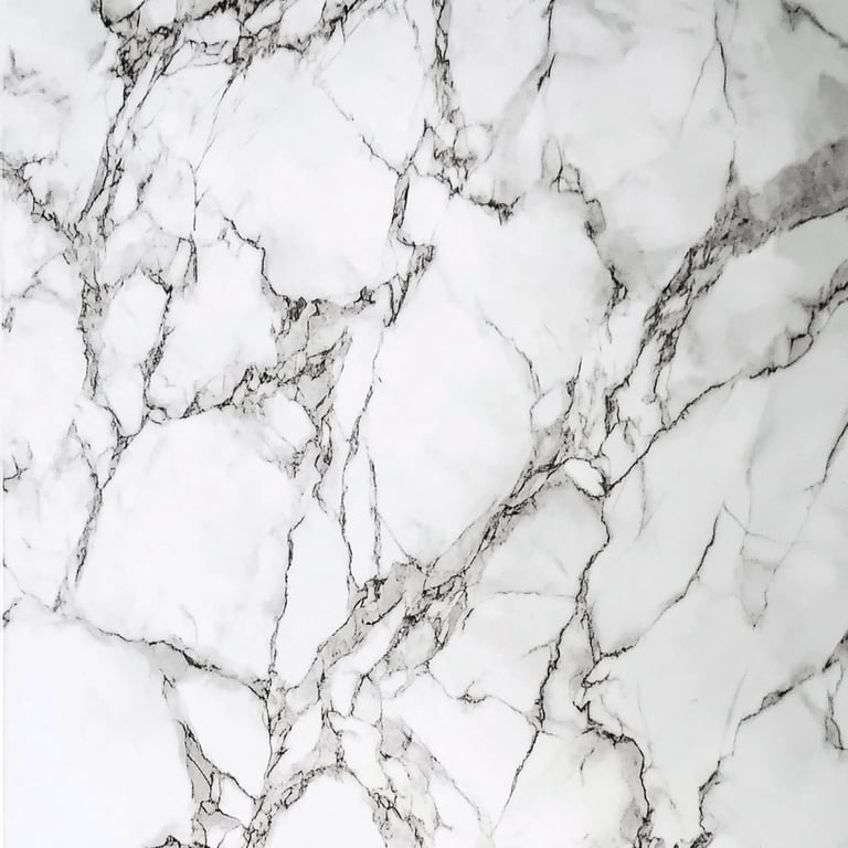 White marble surface with gray veining.