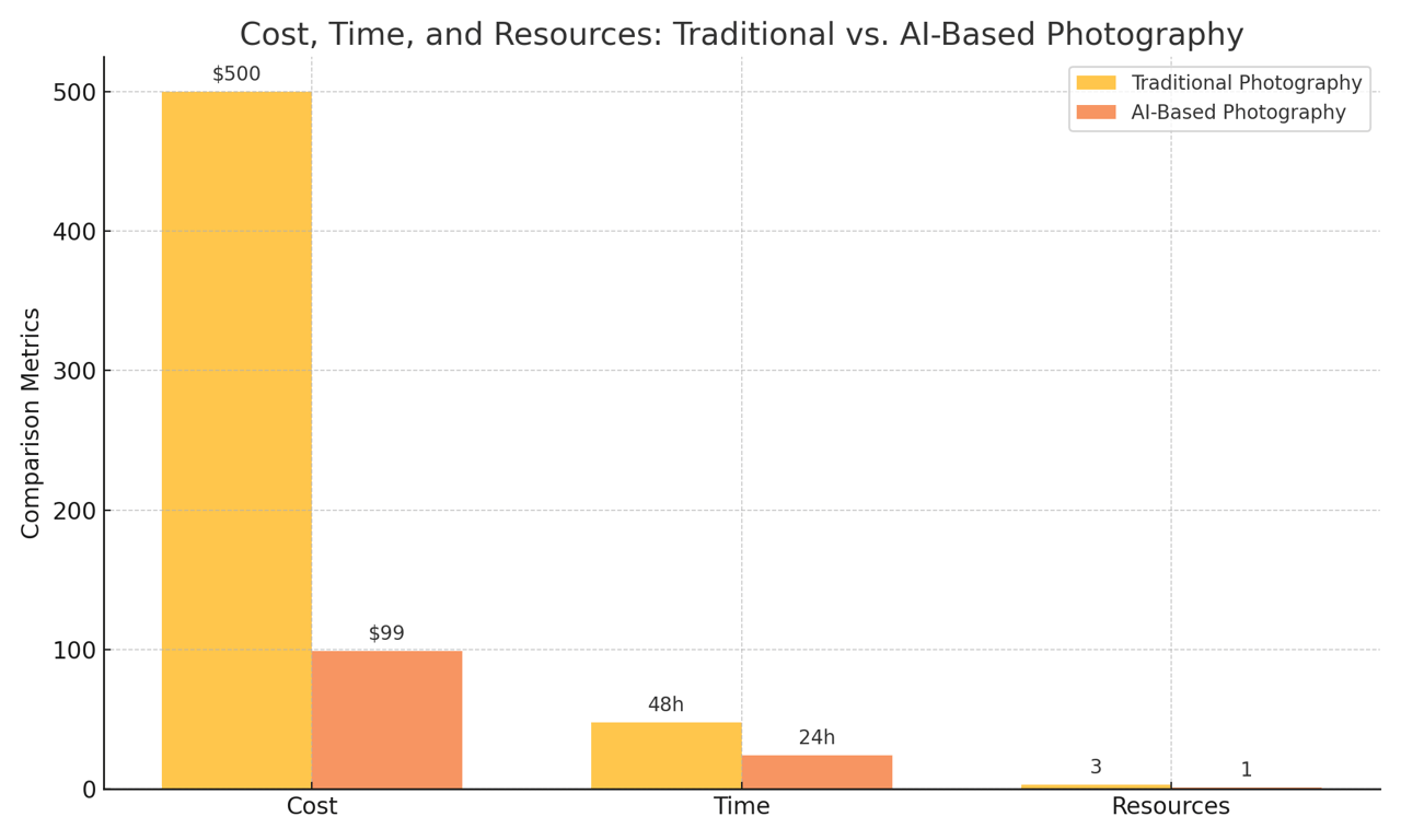 Cost, time, and resources traditional vs. AI-based product photography.png