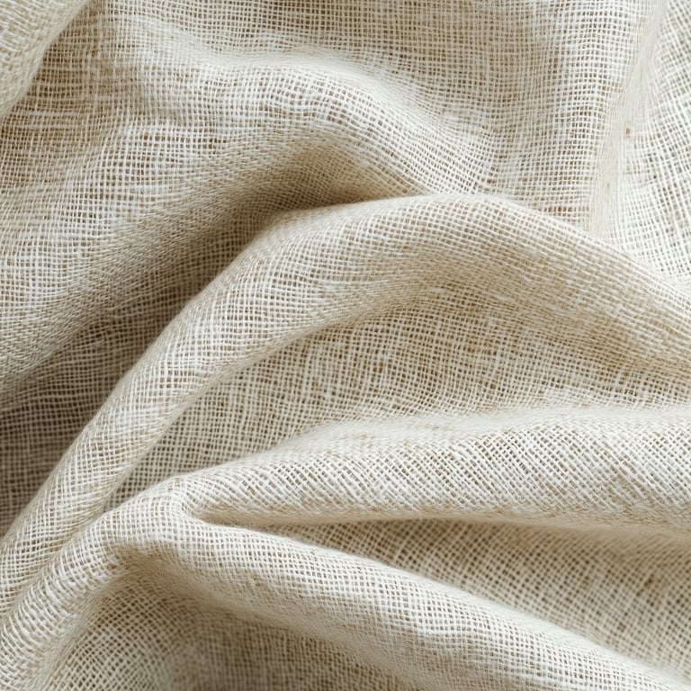 A close-up background of natural linen fabric texture in light beige