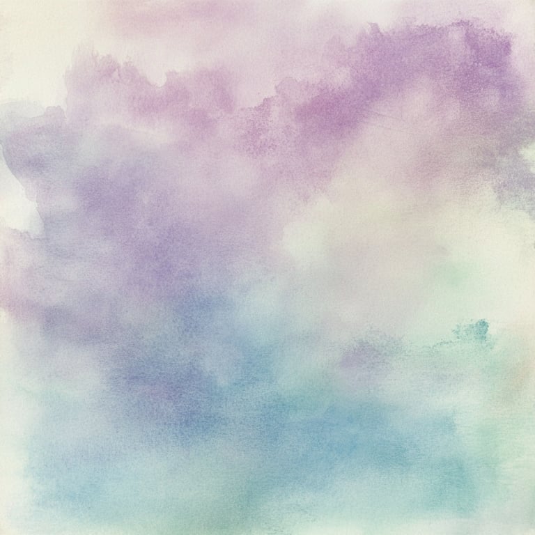 Abstract watercolor painting with soft pastel hues of purple, pink, blue, and green blending together.