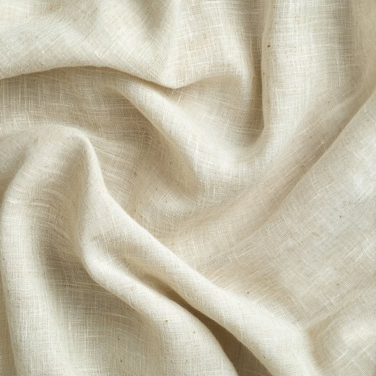 White crumpled linen fabric with a textured weave.