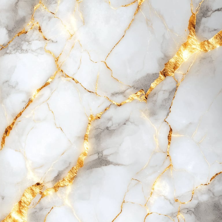 White marble texture with gold veining.