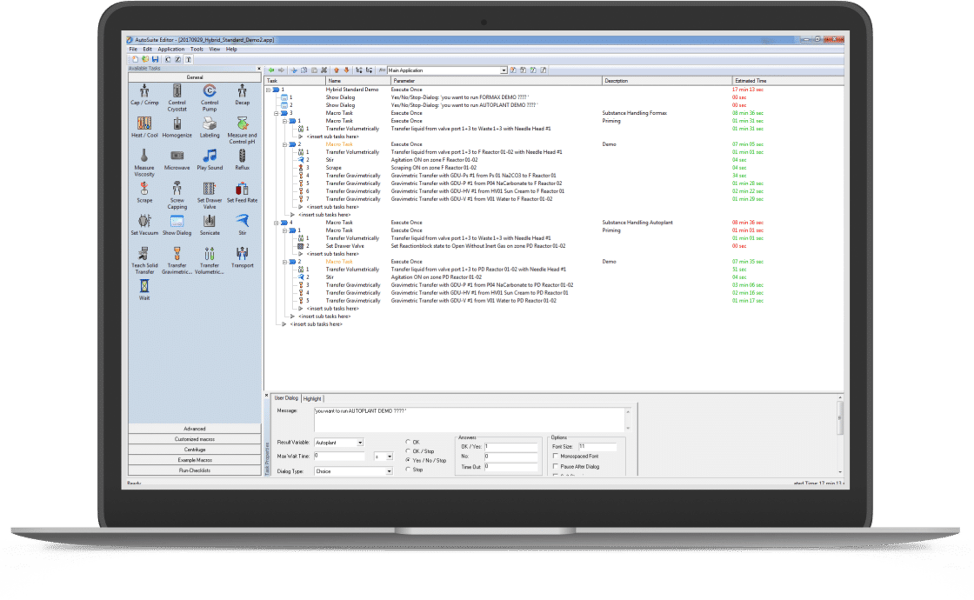 Chemspeed AutoSuite Software laptop screen