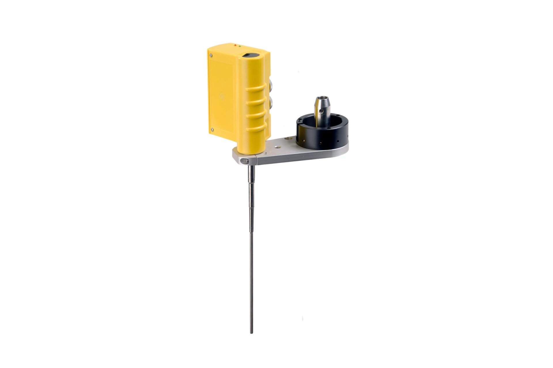 Yellow ultrasonic dispersion tool on a white background.