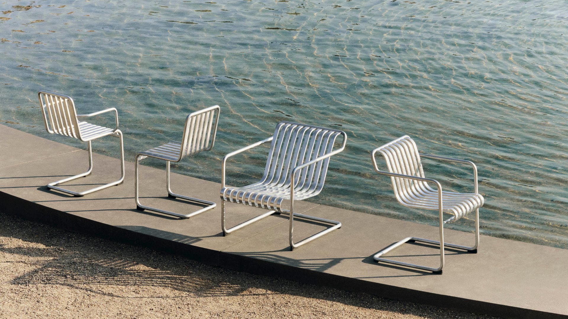 Palissade Cantilever Chair, Galvanized