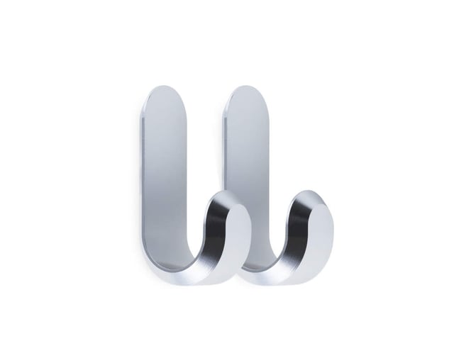 Věšák Curve Mini Hooks – set 2 ks silver - výprodej