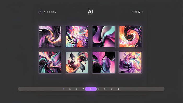 Pagination interface on a dark image-gallery mockup