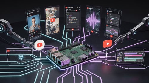 YouTube Shorts automation system running on a Raspberry Pi with multi-channel scheduling