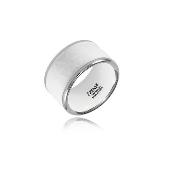 Minimal White&Platinum Ring (Patterned)