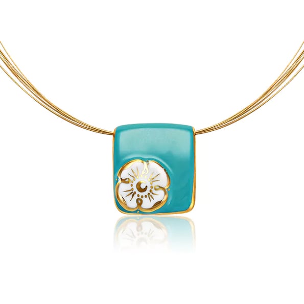 Myosotis Fine Porcelain Gold&Mint-Green Pendant