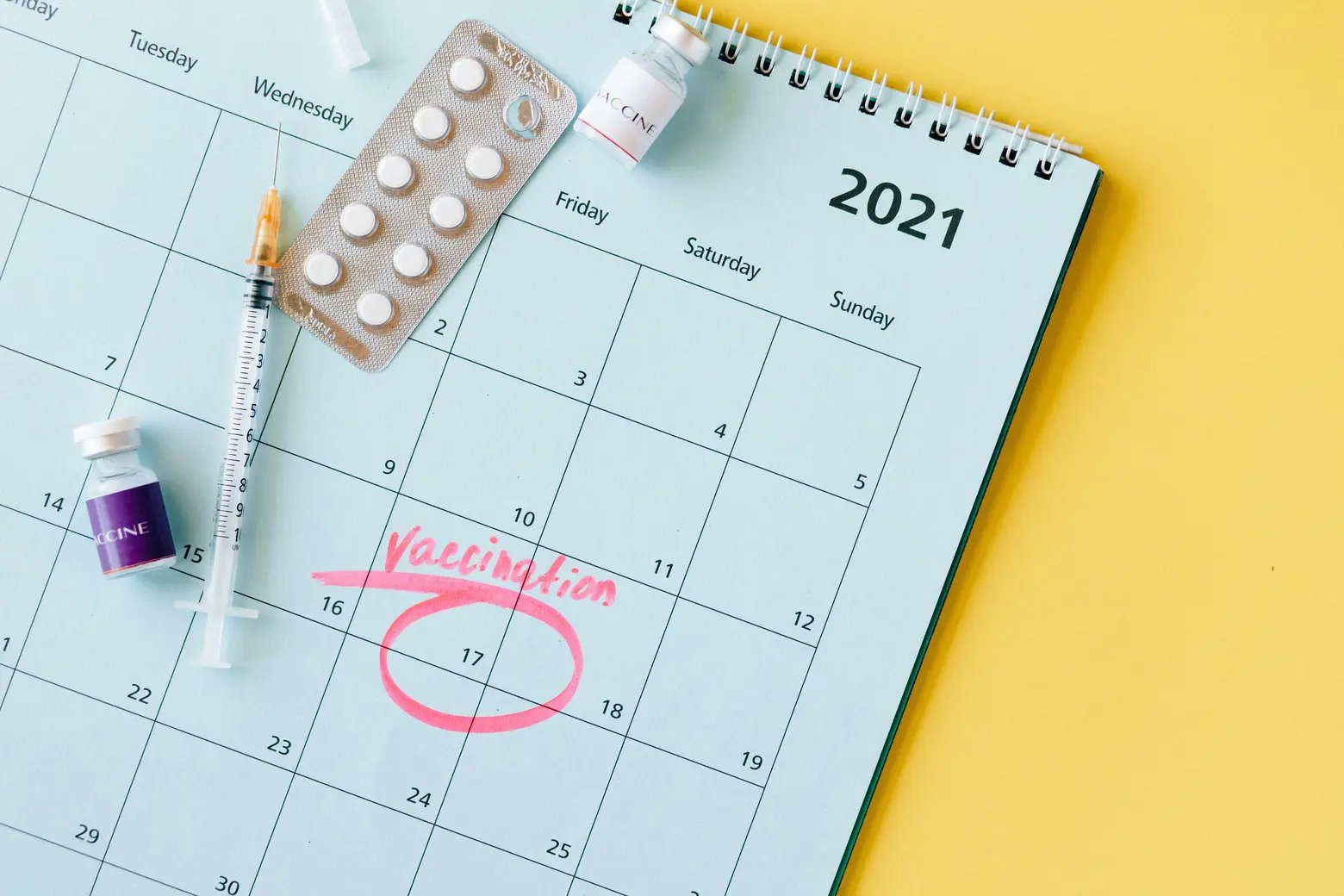 Use a calendar to mark the important dates in your travel medicine journey.