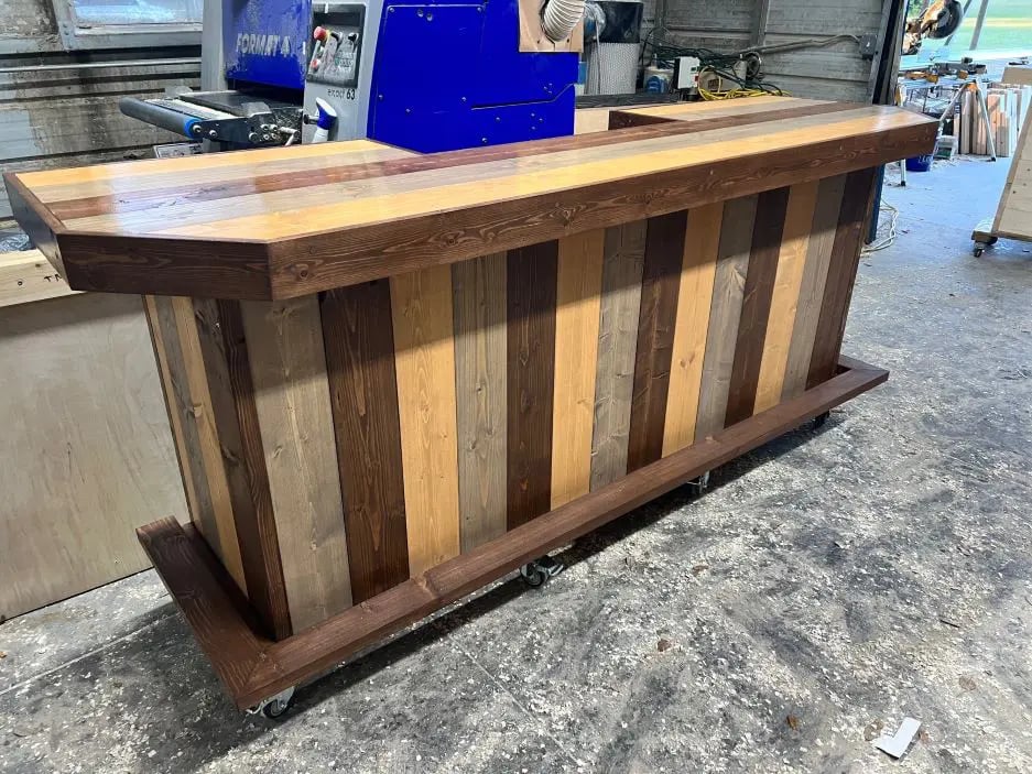 Plank Top U Bar Finished- Solid wood bar 1