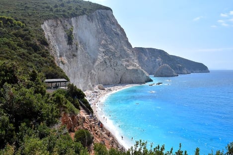 Lefkada: towering white cliffs over turquoise waters, trails through endless olive groves and refreshing waterfalls