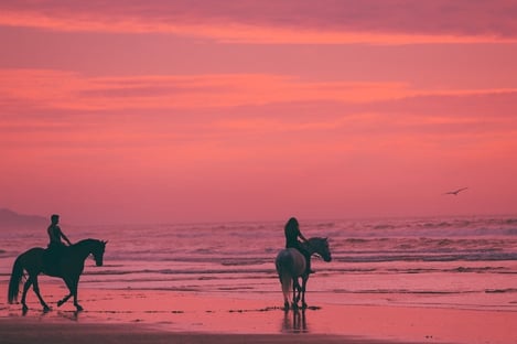 Promenade à cheval en amoureux sur les plages de Riambel