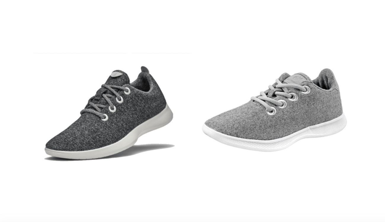 The Allbirds shoe (left) and the Amazon shoe.